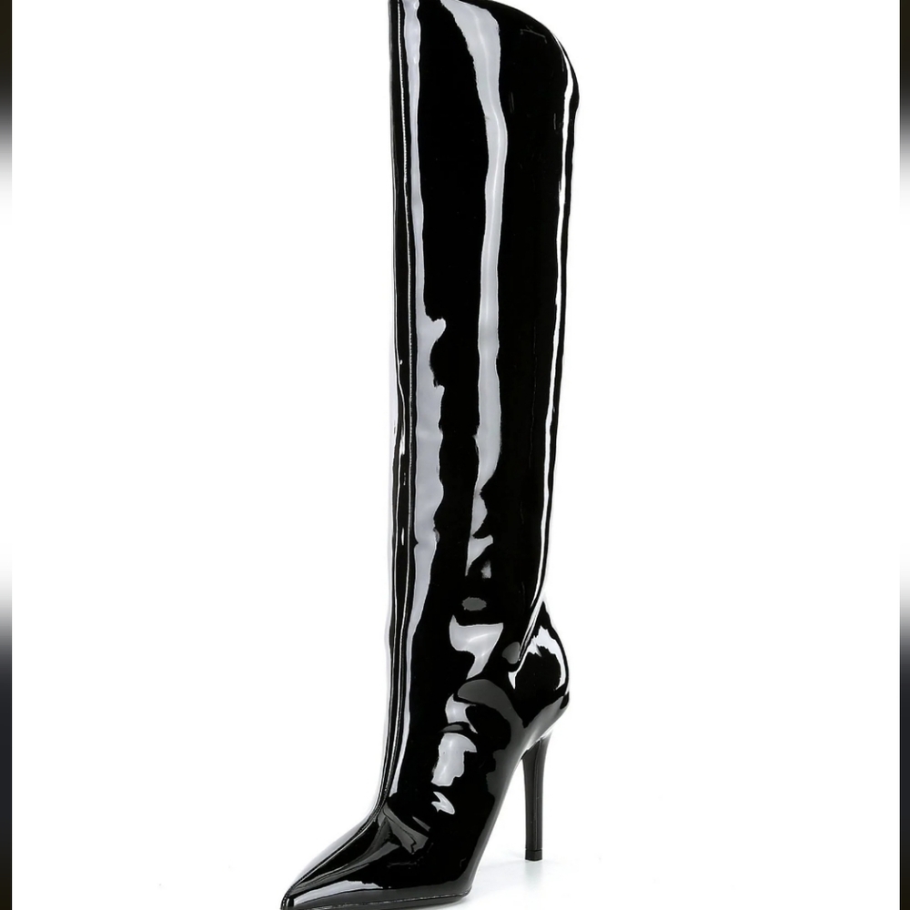 Steve Madden Sarina Patent Black Knee High Boot 9M